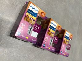 3x Philips LED E14 WarmGlow dimmbar 2.5W / 340 lm – Neu