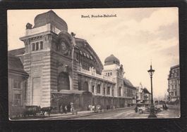.Basel,Bundes-Bahnhof, Oldtimer,Kutschen ,gel. 1912