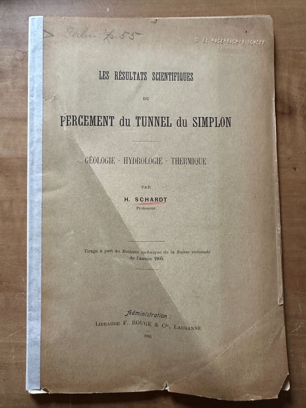 Libri: Hans Schardt: Percement du Tunnel du Simplon 1905 – Usato da Zürich venduto da allp