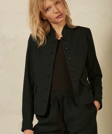 Nile Jacke Blazer petrol Gr. XS Bio Baumwolle Stehkragen