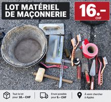 🧱 Lot complet de matériel de maçonnerie – 16.-