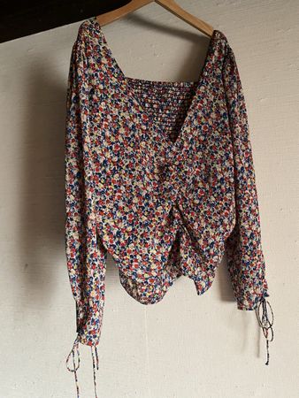 Chemisier fleuri femme manches à nouer L