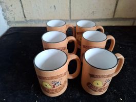 6er Set Señor Pico's Kafe-La-Te Tassen, Top Zustand!