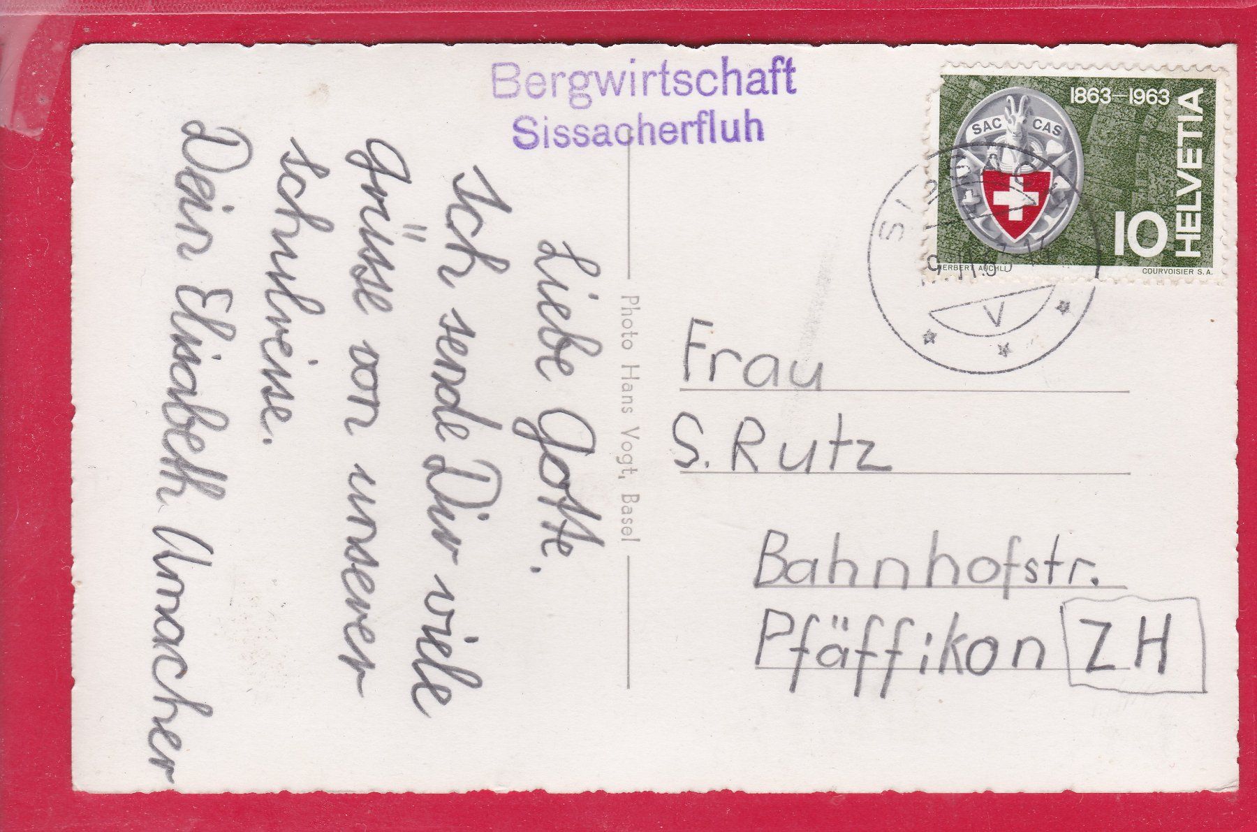 Cartoline postali: BERGWIRTSCHAFT SISSACHERFLUH, 19.6.1963 – Usato da Oberrieden venduto da Gebirgsstelze 1