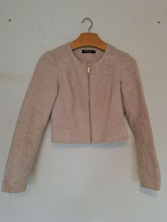 MORGAN Jacke/Bolero beige mit Schnürung & Stickerei Gr. 36