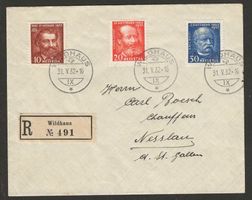1932 : Serie Nr. 191 - 193 auf Ersttags Brief von Wildhaus