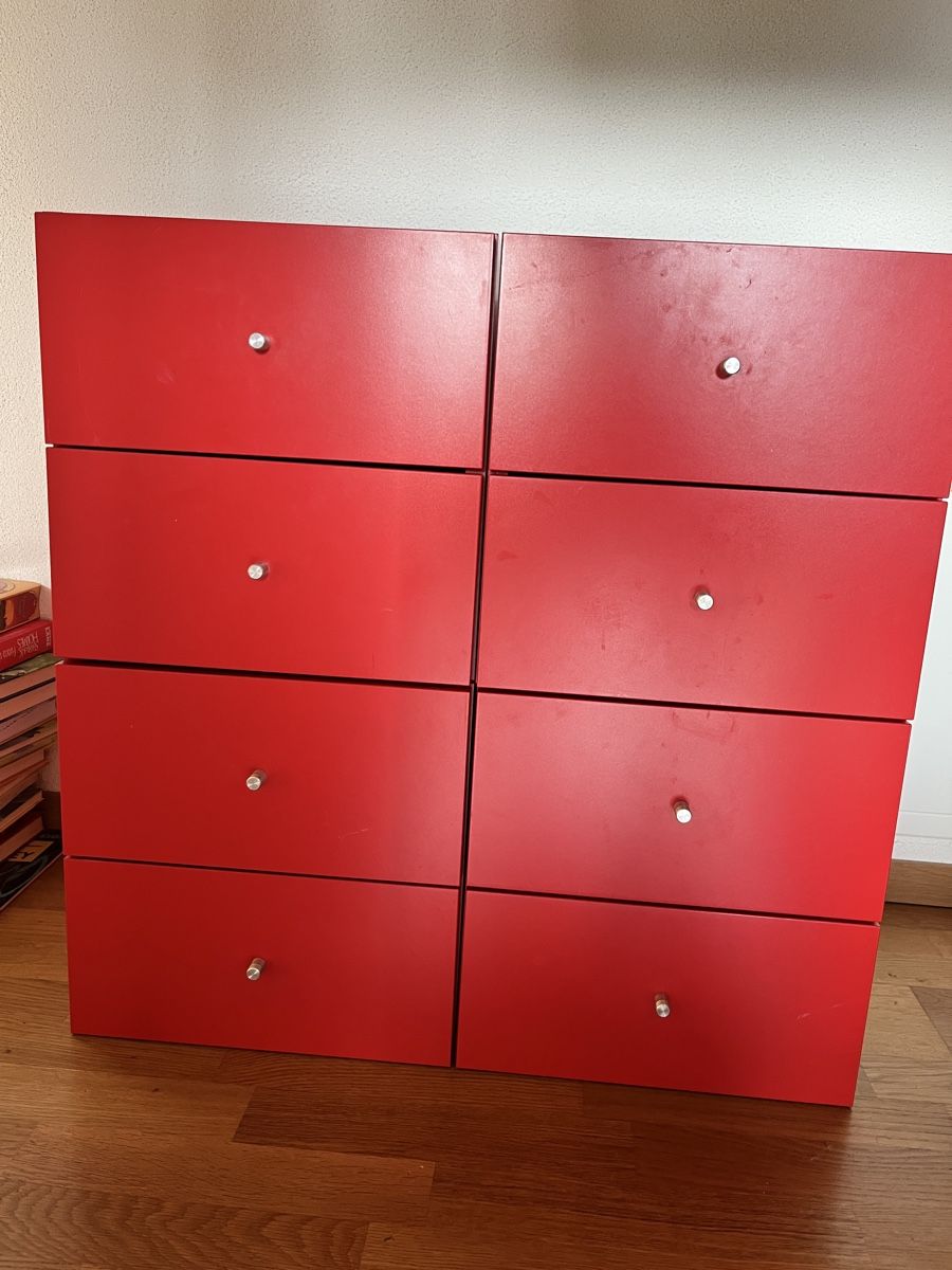 Scaffali: 4 Kallax Schubladenelemente rot modular – Usato da Lichtensteig venduto da jumisajoja 1