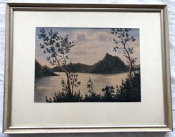 N. Frey - Aquarell - Tessiner Landschaft - datiert 1948