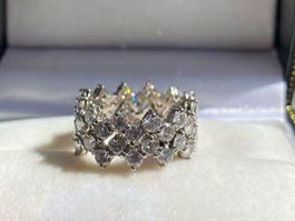 750 Weissgold Ring mit 48 Brillanten / Diamanten