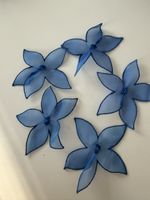 Stoffblumen blau Applikationen 5 Stück neuwertig