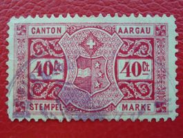 Stempelmarke vom Kanton AARGAU, 40cts (rot), günstig !