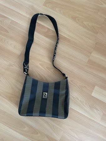 Sac bandoulière Fendi rayé marron et noir, vintage, été 2023