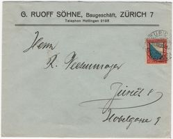 Pro Juventute Züri Wäppli auf Firmenbrief mit ZÜRICH Stempel