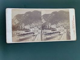Stereo Photo Bilder / Interlaken - Hafen am Thunersee 1890