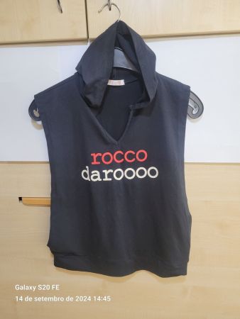 Débardeur noir à capuche Rocco Barocco, stylé M 🎁🎄👍