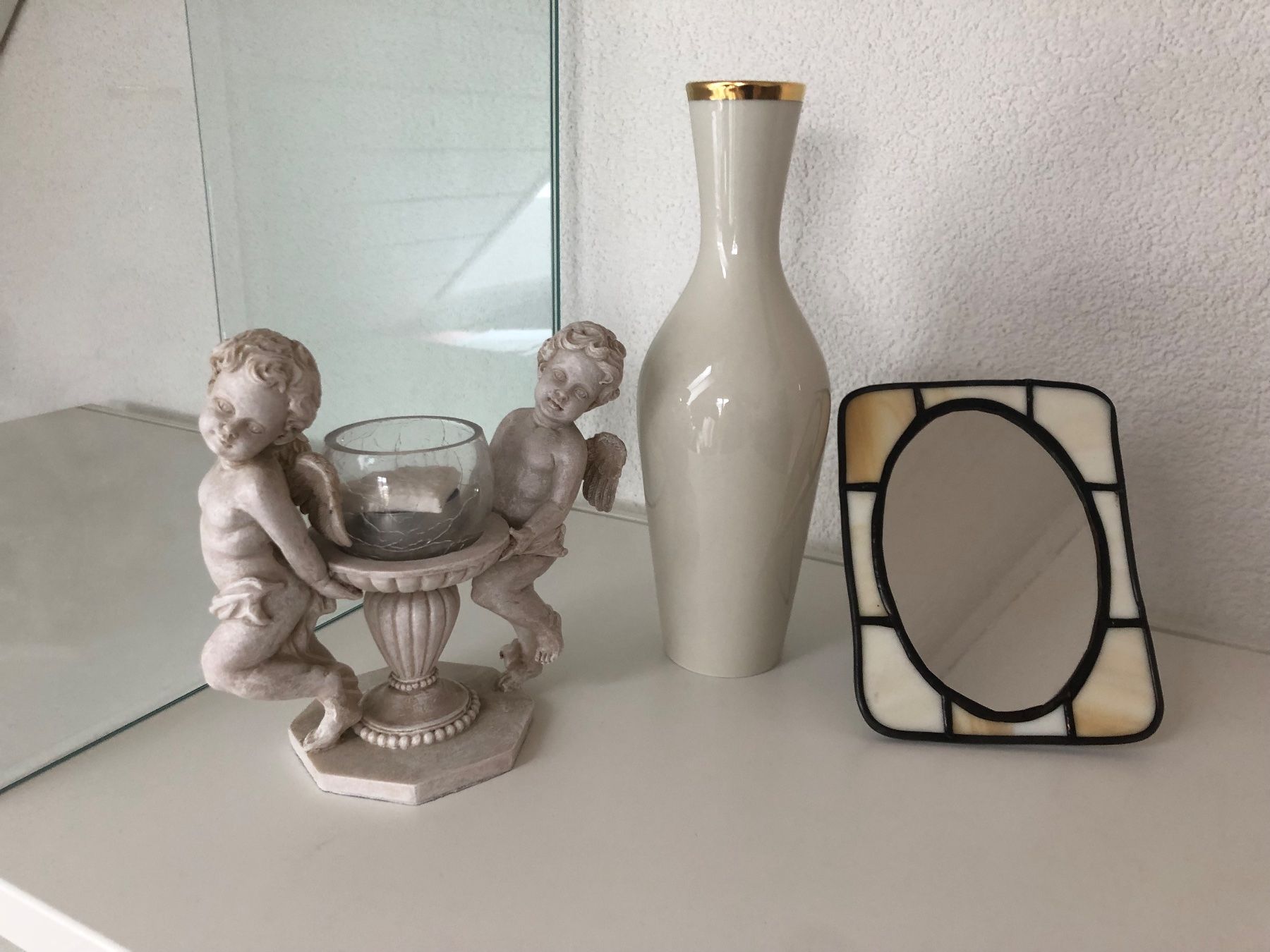 Kerzenständer: Kerzenständer mit Puten, Blumenvase, Spiegel – Gebraucht aus Buchs-ZH von Birikina 1