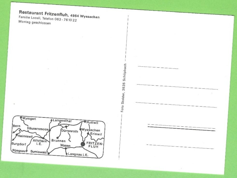 Cartoline postali: Wyssachen, Restaurant Fritzenfluh – Nuovo (secondo la descrizione) da Zürich venduto da t24_de 1