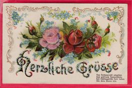 PRÄGEKARTE, HERZLICHE GRÜSSE, 14.7.1913