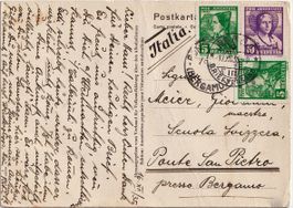 1935 Pro Juventute J73-J74 auf Postkarte