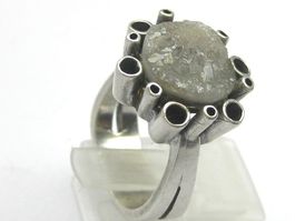 antik Silber Ring / Bergkristall Druse / Gr. 57 / 9.77g
