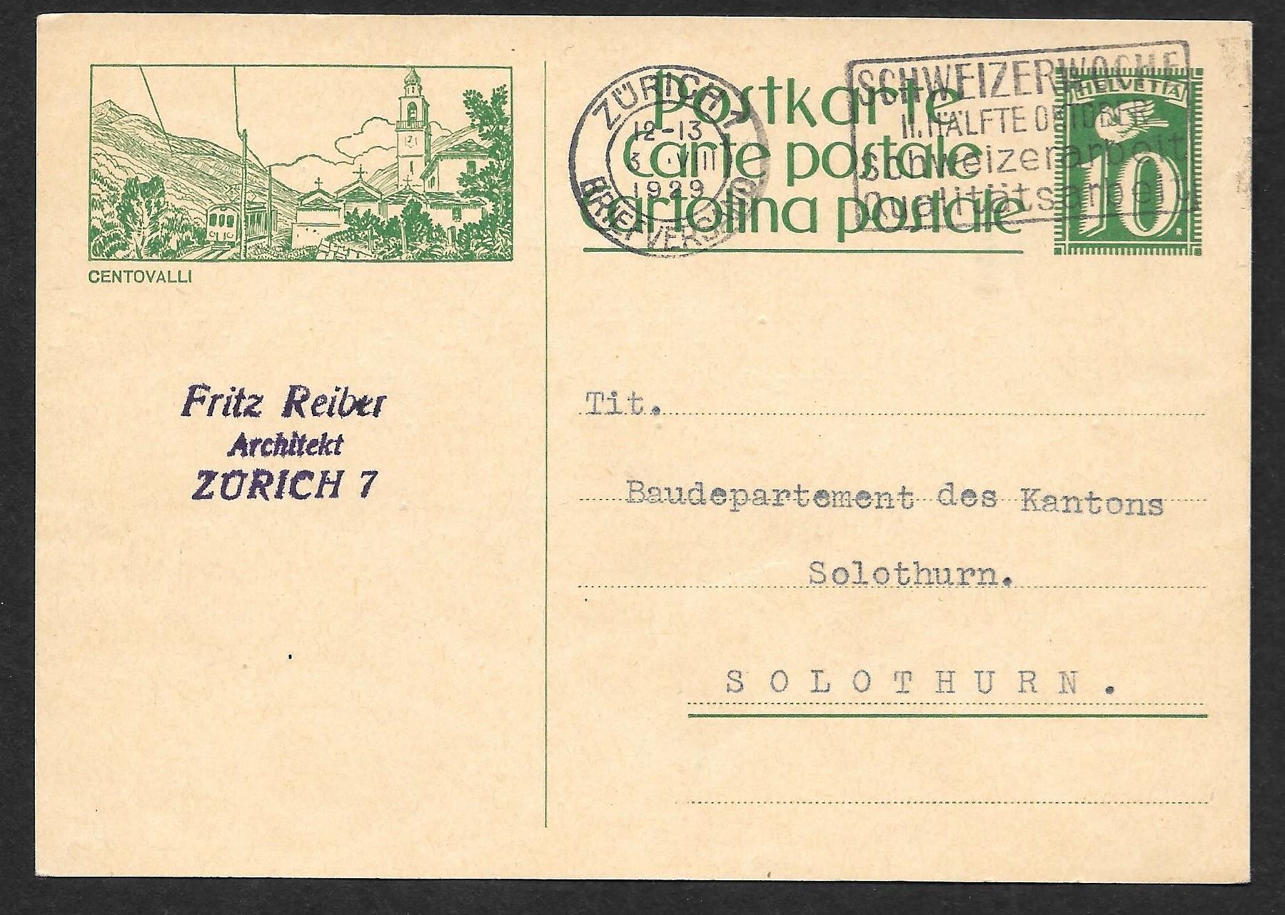 Tutti i francobolli: Bildpostkarte Centovalli Bahn / Zug gest. 1929 – Usato da Olten venduto da clotaldi