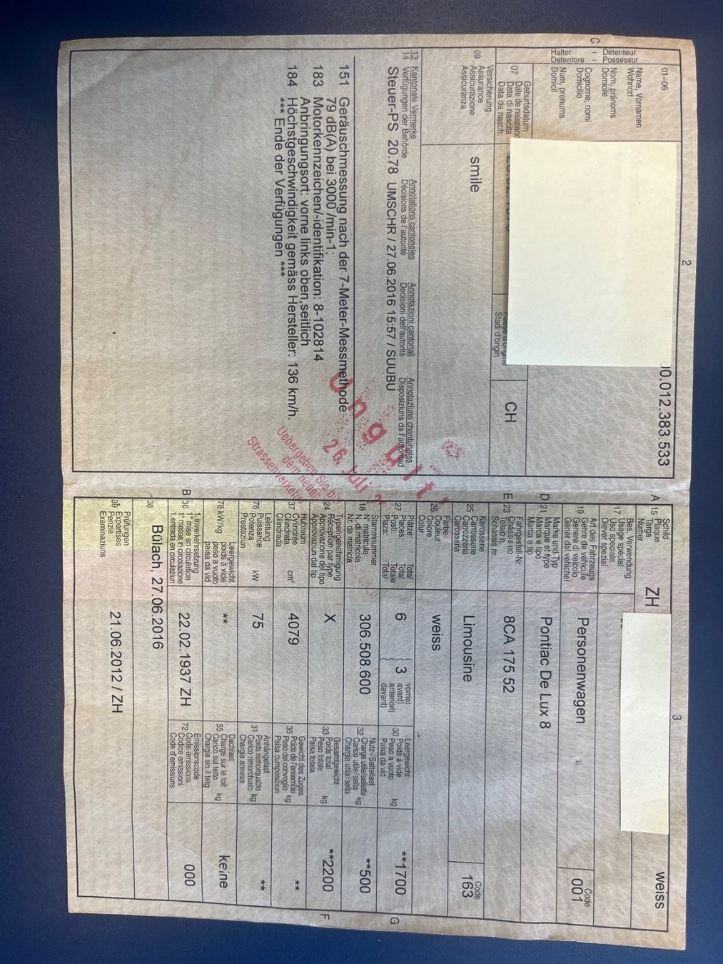 Pontiac Automobili: Pontiac De Lux 8 1937 – Usato da Zürich venduto da Bubballi 9