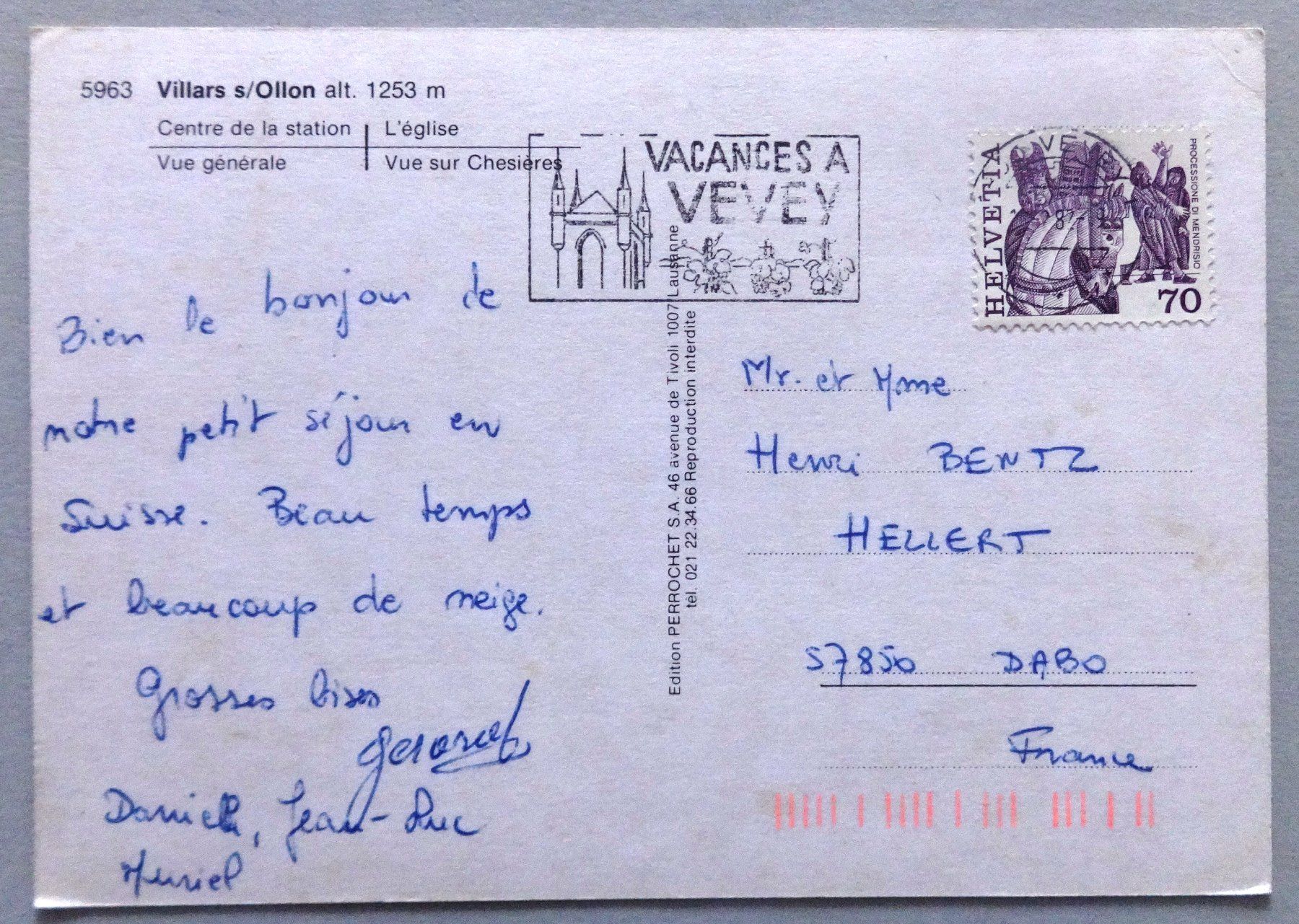 Cartes postales: Villars s/Ollon, alt. 1253 m – D'occasion à Fétigny par Billy2miny 1