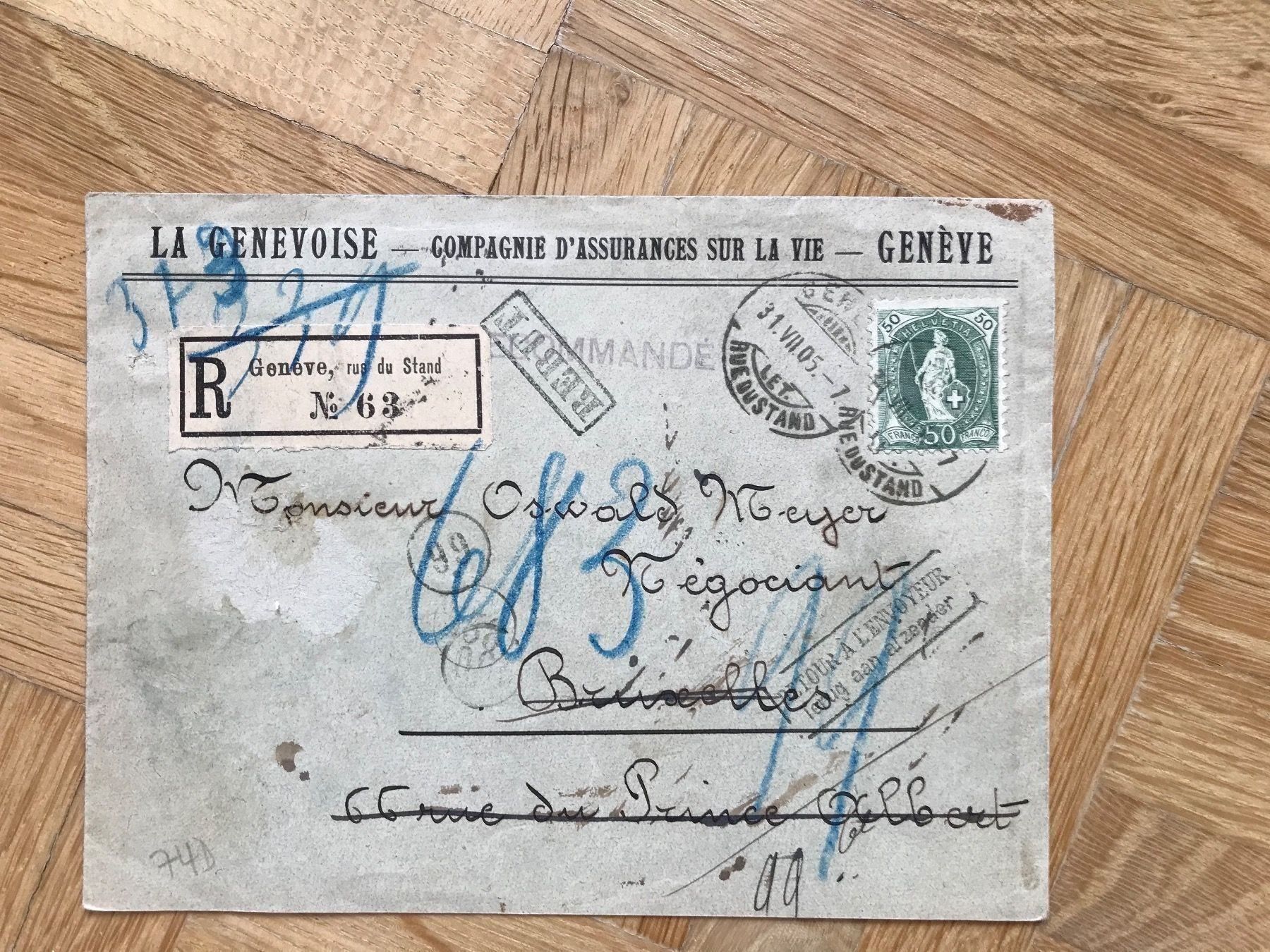 Tutti i francobolli: 1905, Unzustellbares Couvert mit 74D – Usato da stäfa venduto da brandy66