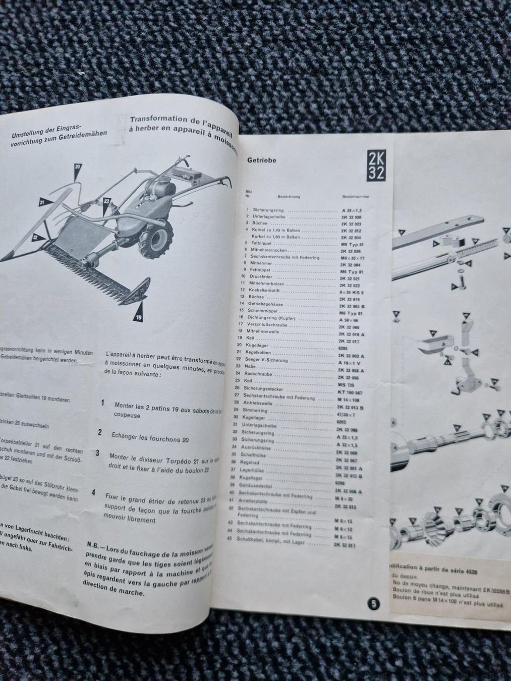 Bucher Trattori: Original ET-Liste Bucher 2K 32 Eingrasvorrichtung – Usato da Dürnten venduto da Bachtel84 2
