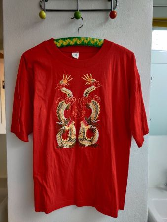 Baumwollshirt mit aufgesticktem Drachen