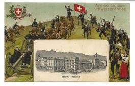 Thun (BE) Kaserne - Schweizer Armee - Präge-Litho - 1914