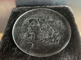 2 Platten Deko Teller Glas, Weihnachts Szene * plates noël