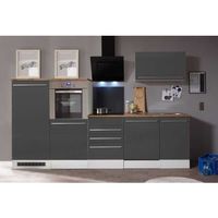 606 - Küchenzeile Küchenblock Küche 290cm Weiss/Grau