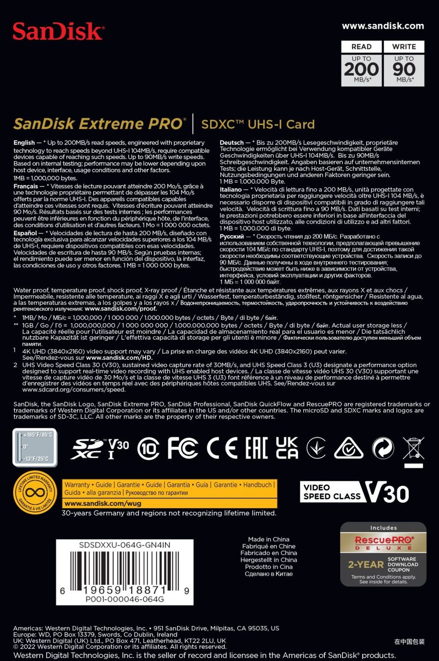 Sandisk Schede di memoria: SanDisk Extreme Pro 200MB/s SDXC 64GB – Nuovo e nell'imballaggio originale da Niederurnen venduto da mowgli_1963 4