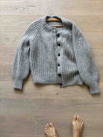 Strickjacke Damen grau grob gestrickt neuwertig