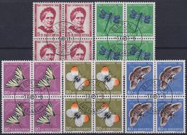1951, PJ J138-J142 Viererblöcke mit ET-Stempel DE Kat: 280.-