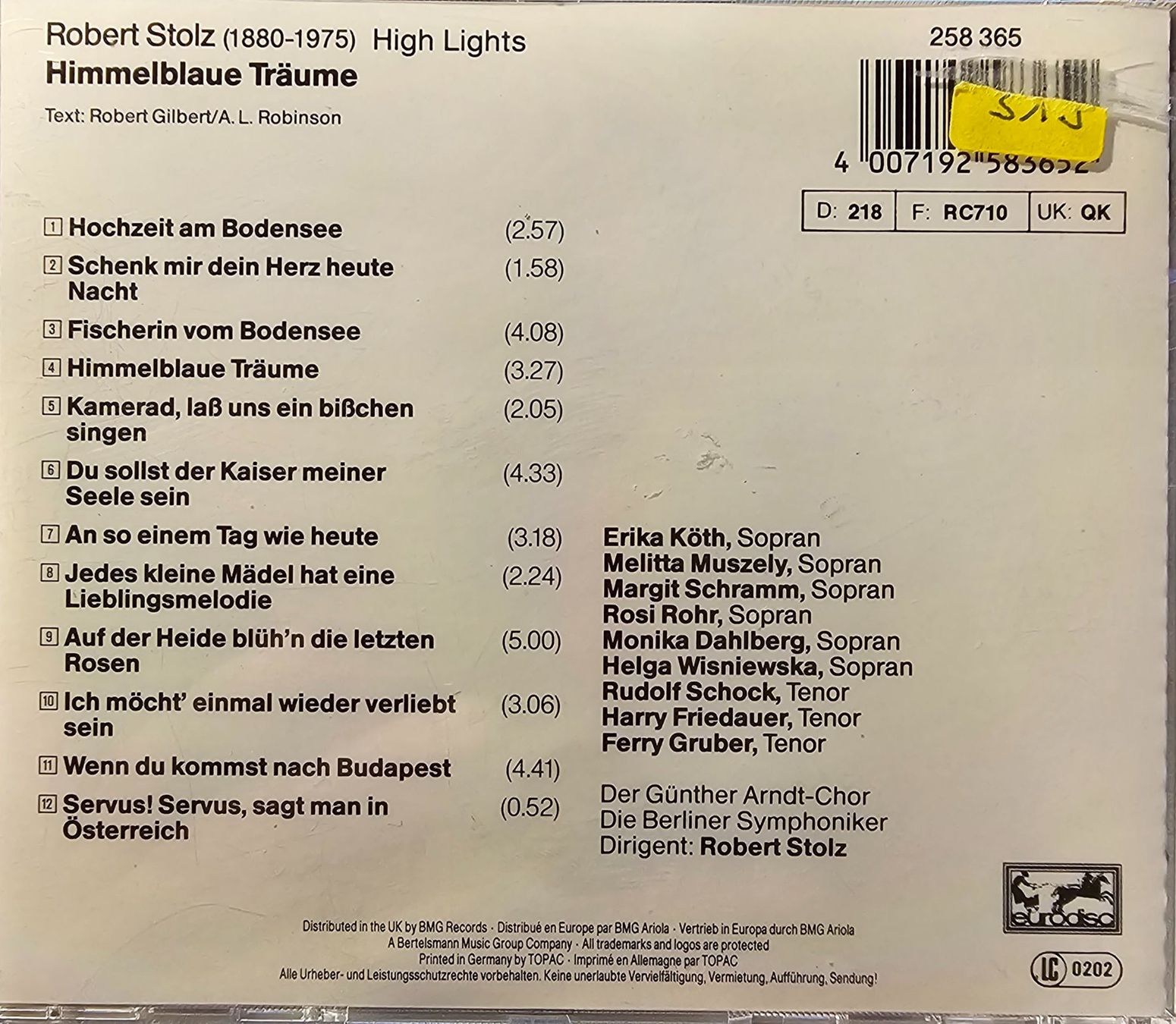 CDs: Robert Stolz - Himmelblaue Träume – D'occasion à Wahlen b. Laufen par Cg10 1