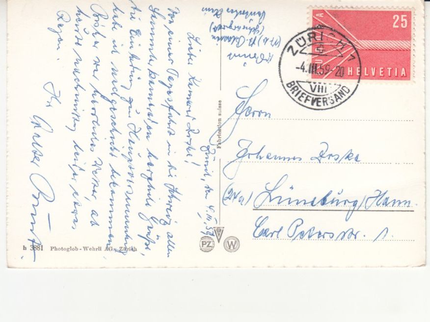 Ansichtskarten: Zürich 1959 – Gebraucht aus Bürglen TG von StampGraf 1