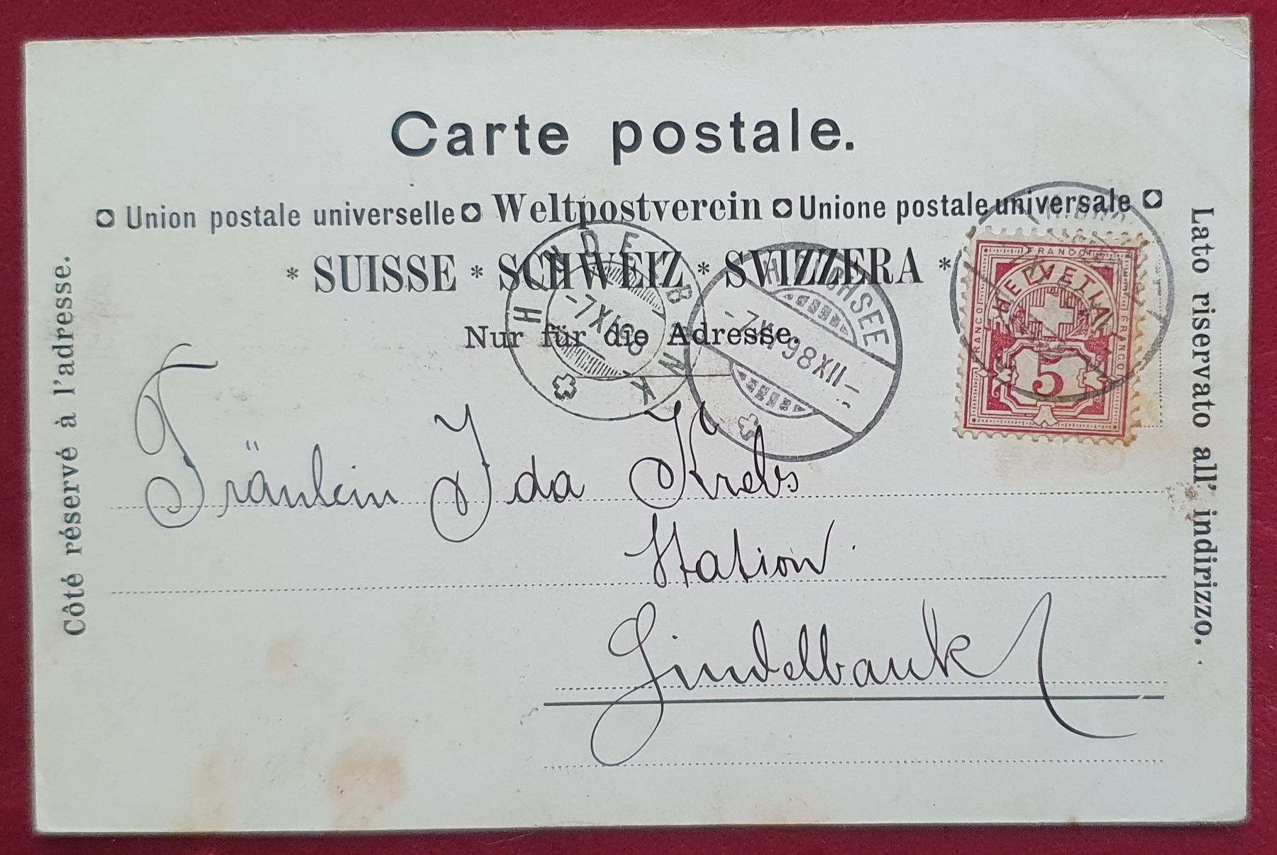 Cartoline postali: Gruss aus Inkwil 1898 – Usato da Kreuzlingen venduto da Rschweiz1 1