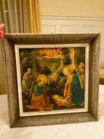 Altes Bild Holz Krippe Hl.Familie JESUS Weihnachten