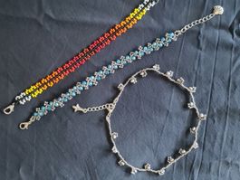 Lot Miyuki ein Fusskette , zwei Armbänder Handarbeit