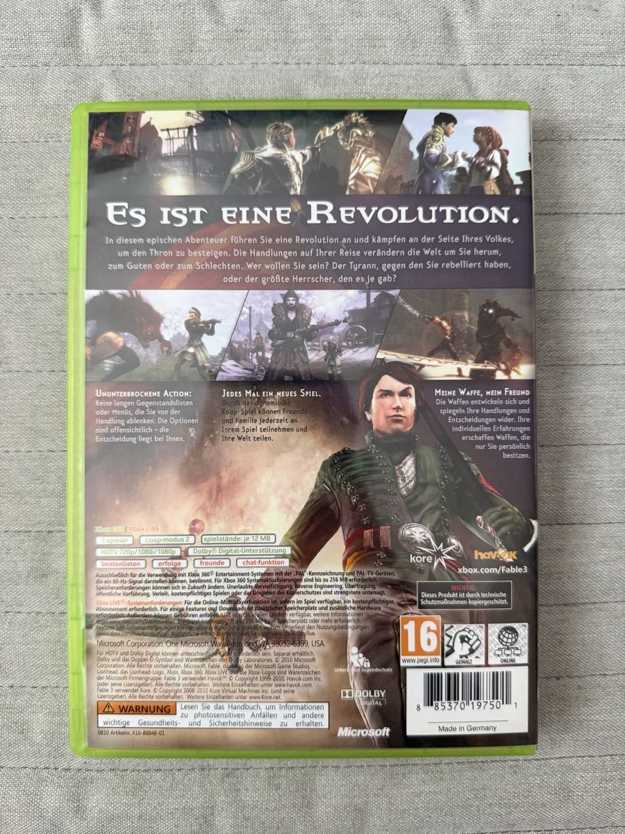 Microsoft Giochi: Fable 3 für Xbox 360 – Usato da Thunstetten venduto da Virus_33 2