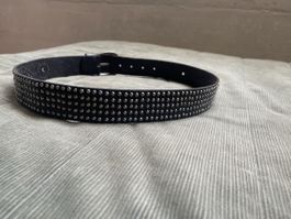 TED BAKER Gürtel Leder Grösse 2 Schwarz Nieten guter Zustand