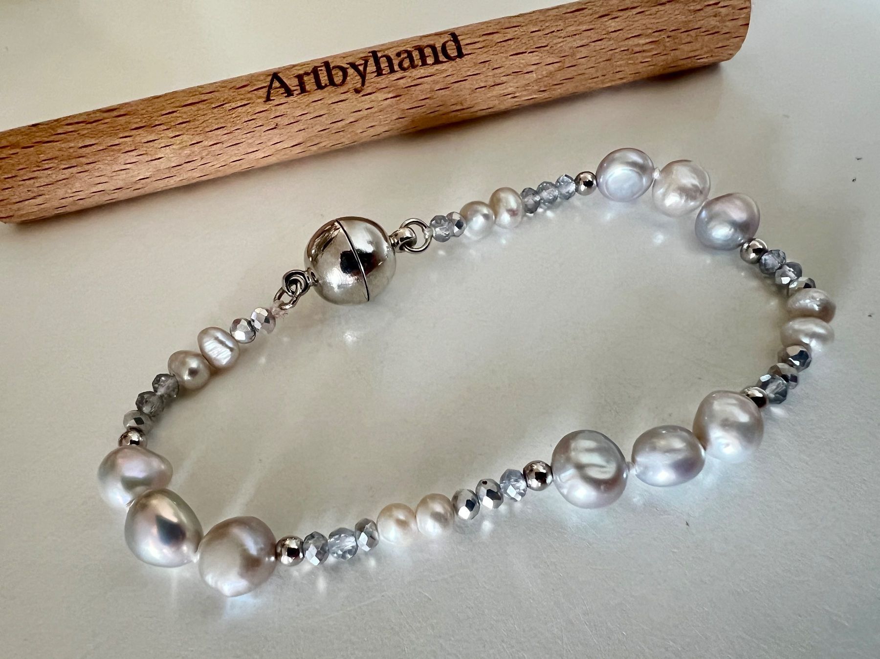 Bracciali & Braccialetti: Echt - Perlenarmband Silberne Barock & Glasschliff Perlen – Usato da Ruswil venduto da artbyhand 4
