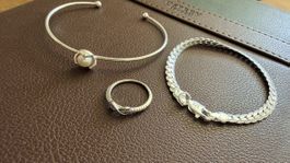 Set aus 2 Armbändern und einem Ring aus 925 Silber – neu
