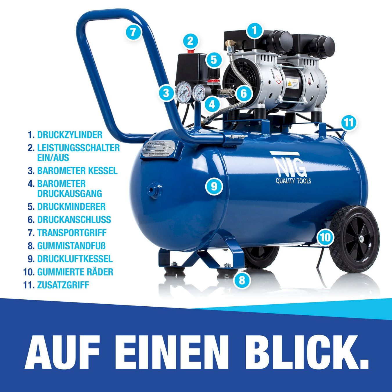 Compressori: Silent Druckluft Kompressor 50 Liter – Nuovo e nell'imballaggio originale da Bottighofen venduto da zaap 4