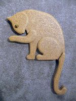 Katzen Kantenhocker Kork Deko Figur Unikat Handarbeit A)