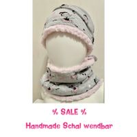 HANDMADE Schlauchschal BALLERINAS grau-rosa wendbar