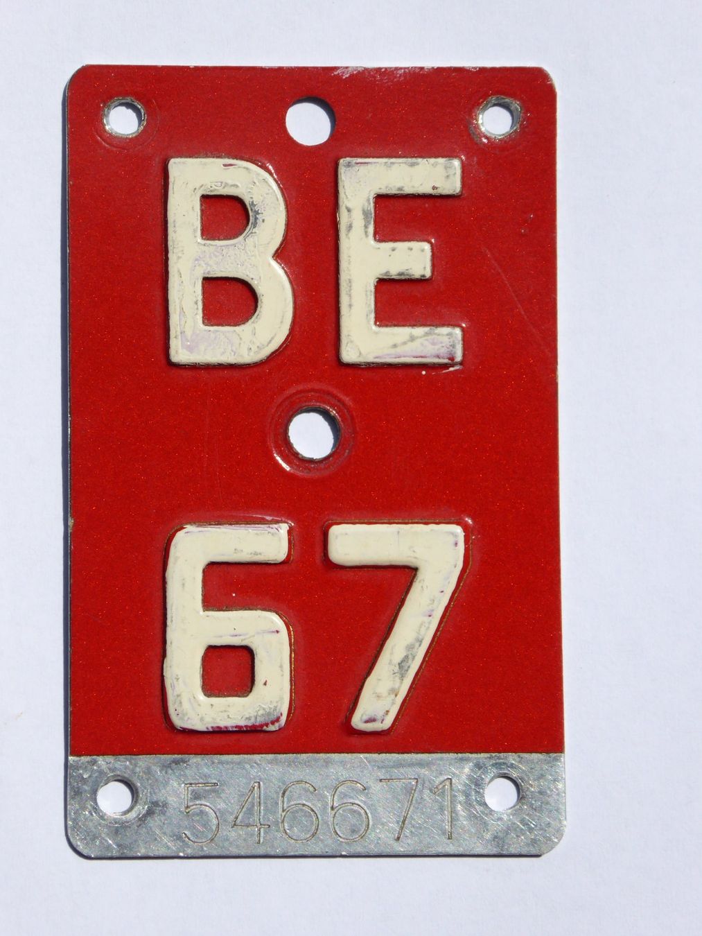 Insegne: Velonummer BE 67 – Usato da Stadel-Winterthur venduto da Puch1953