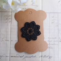 1 Applikation Spitze schwarz Blumen applique dentelle Shabby